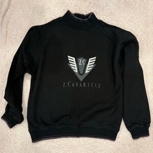 Z. Cavaricci Black Crewneck Sweater with Winged Logo